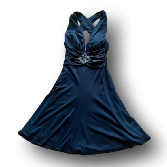 White House Black Market cross back halter cocktail dress - Picture 1 of 8